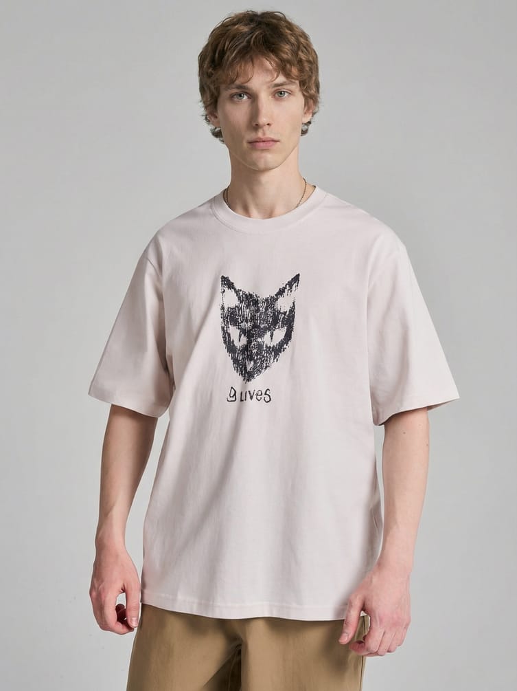 Футболка из хлопка с принтом кошки