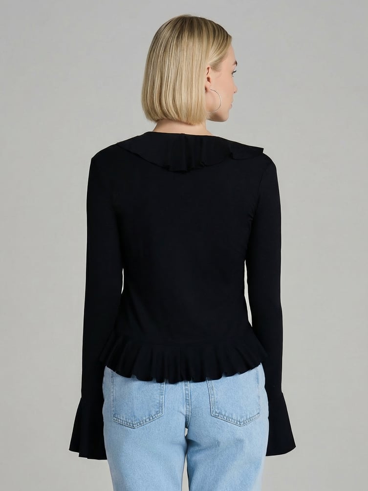 Кардиган на завязках с рюшами